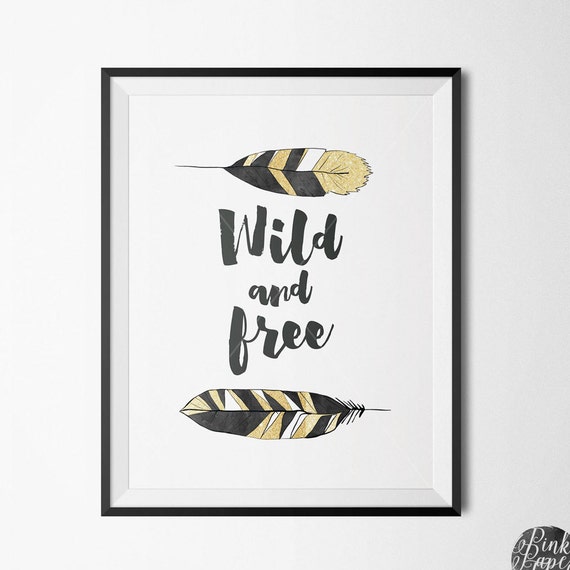 Wild And Free Printable Wall Art Tribal Feathers Gold Il 570xn