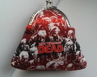 The Walking Dead coin purse, zombies, walkers, birthday gift, Black, Goth, metal frame bag, UK