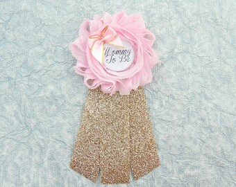 Mommy-To-Be Pin - Gold Baby Shower Pin - Pink And Gold Corsage - Pink And Gold Mommy-To-Be - Gold Mommy To Be Corsage - Light pink gold pin