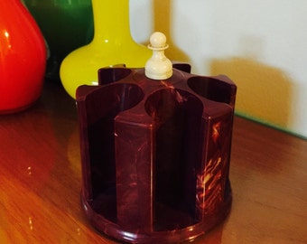 Vintage Poker Chip Holder Carousel Early Plastic Midcentury Victory of Chicago Gaming Retro Card Games Bakelite