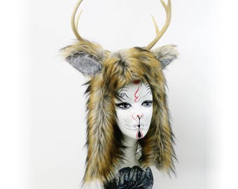 Furry Faun antler costume headdress