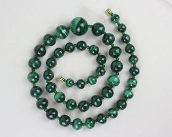 Malacite Necklace Graduted Malachite Necklace Natural Green Malakite American Style Lariat MapenziGems