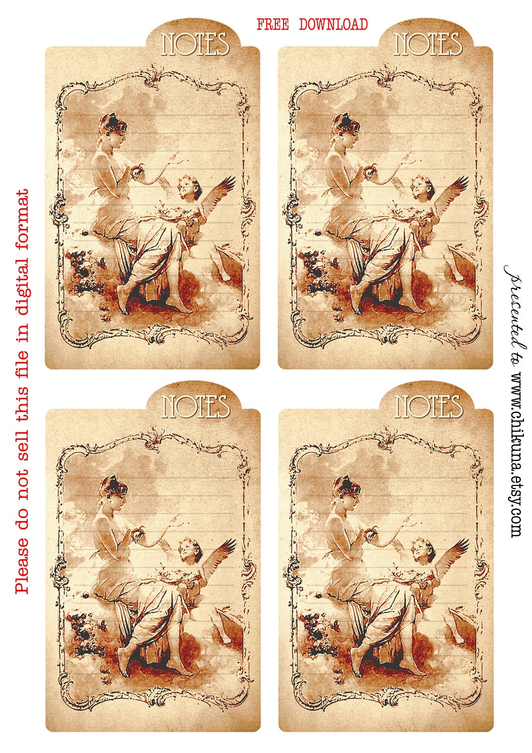 FREEBIE - Free Printable AMOUR Note Cards - Digital 