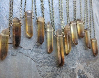 Smoky Citrine Necklace - Raw Citrine Necklace - Natural Citrine Pendant - Smoky Quartz Necklace - Smoky Quartz Jewelry- Real Citrine Crystal