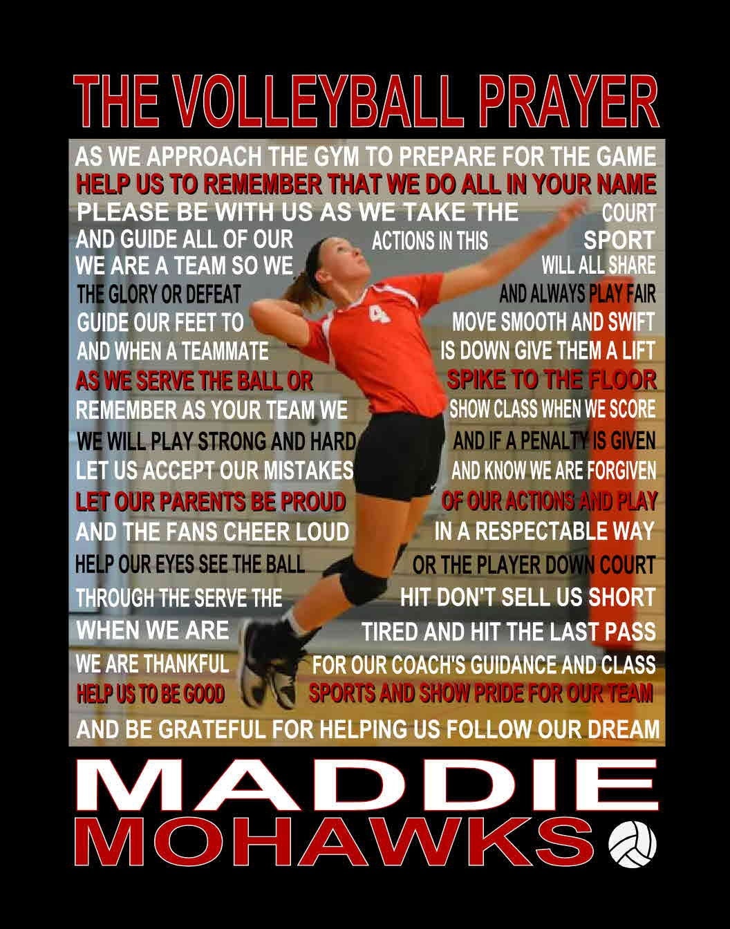 The Volleyball Prayer Personalized with photo Senior night