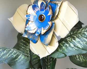 Huge 19 Inch Rustic Metal Flower Wall Hanging Recycled Yard Art Garden Huge 19 Inch Rustic Metal Flower Wall Hanging Recycled Yard Art Garden
