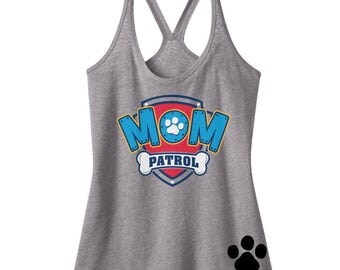 Custom PAW PATROL MOM birthday Tank Mom Patrol Shirt Paw Patrol Inspired Birthday number Shirt with Name on Back