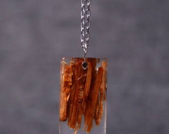 resin wood pendant, hippie jewelry, minimalist resin pendant, nature lovers, gift for her, wood and resin jewelry