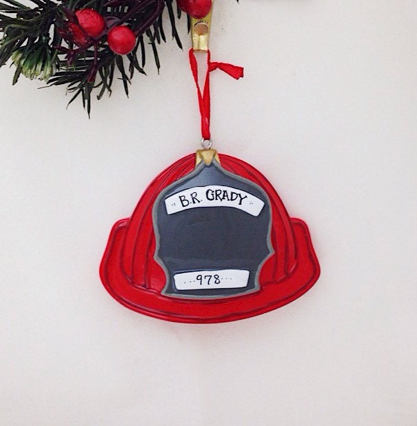 Firefighter Helmet / Fireman Ornament / Personalized