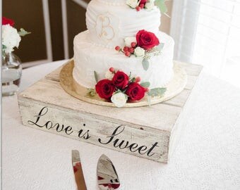 Rustic Wedding Cake Stand | Wood Cake Stand | Wedding Cake Stand | Love is Sweet | Custom | Barn Wedding