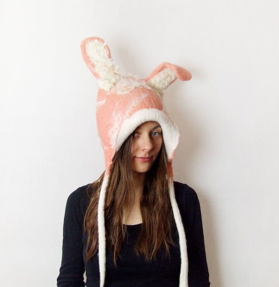 Pink Bunny Hat Festival Hood Easter Bunny Hat Pink Rabbit