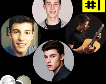 Shawn Mendes SET of 4 BUTTONS or MAGNETS or pocket mirrors pinback pins badges #1451