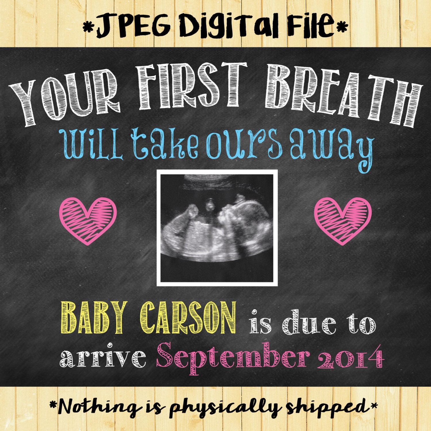 Custom Printable Pregnancy Announcement // Pregnancy Reveal