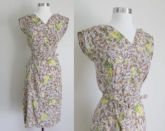 1940s Novelty Print Dress | Print Dress | Silk Dress | Sarong Dress | Arabian Nights | Small