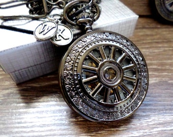 Black Pocket Watch Personalised Pocket Watch with Chain Clearance Mens Gift Groomsmen Birthday Graduation Gift for Him Ships to USA/Canada