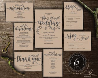 We Do Wedding Invitation Cards Suite Instant Download PDF Editable Template Kraft Rustic Calligraphy We Do Wedding Invitation Cards Suite Instant Download PDF Editable Template Kraft Rustic Calligraphy