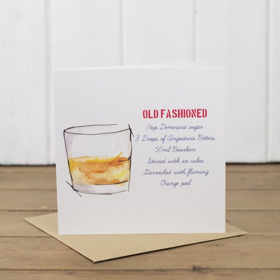 Old Fashioned Cocktail Recipe Card