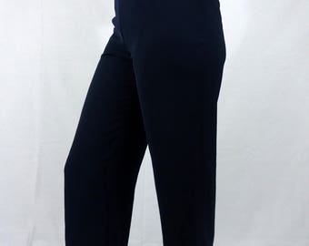 Vintage 80s 90s Blue Straight Leg Pant Well Fitted High Waist Light Summer 36 38 S M Women Womens