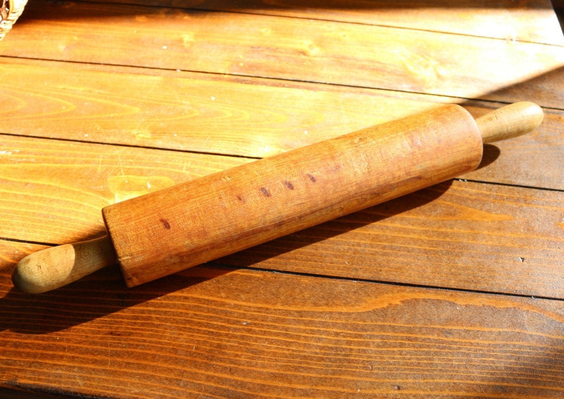 Antique Wood Rolling Pin Vintage Wood Rolling Pin Rustic