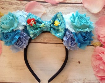 Under the Sea Party Mouse Ears headband-Ariel and Flounder inspired Mouse Ears-costume,Halloween Party-accessories