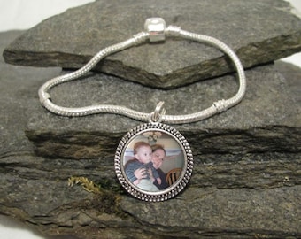 20mm Round Custom Photo Bracelet, Charm Bracelet, Personalized Bracelet