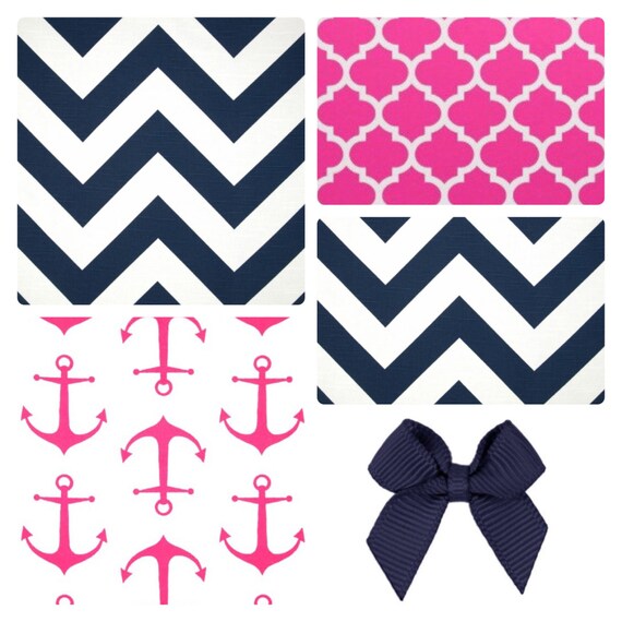 Nautical crib bedding set Hot pink Anchor by