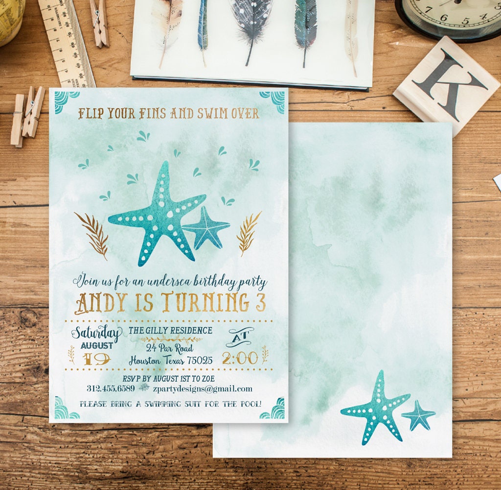 Starfish Birthday Invitations 4