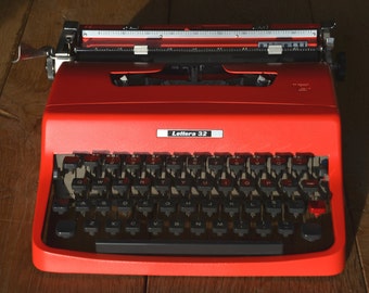 Custom Typewriter - 1960's Bright Red Olivetti Lettera 32 - Working Perfectly