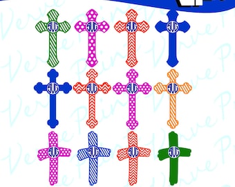 Christian Cross SVG, Cross Monogram Svg, Ai, Eps, Pdf, Png, Svg Cutting file, Silhouette Clip Art, Screen Printing Commercial use