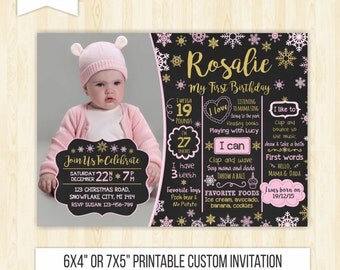 winter ONEderland invitation girl winter birthday invitation winter girl invite snowflakes chalkboard poster invitation first birthday 227