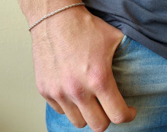 Mens Bracelet , Chain Bracelet , Silver Bracelet , Boyfriend Gift , Unisex Bracelet , Bracelet For Men , Bracelet Homme , Couple Bracelet