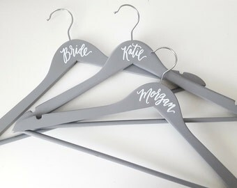 Personalized Hand Lettered CALLIGRAPHY BRIDESMAID HANGER - One (grey, name only)