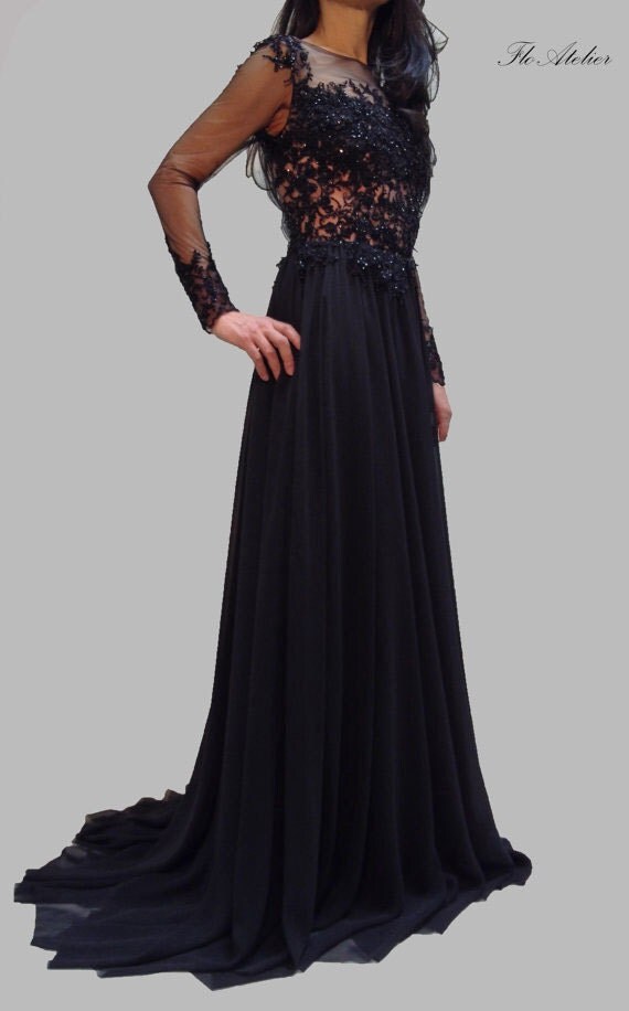 lace and chiffon evening gowns