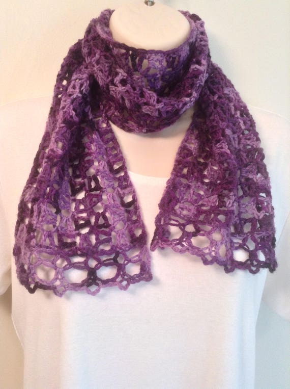 Purple Mix Lace Crochet Scarf