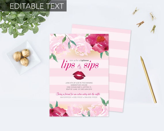 Lipsense Printable Invitation Lipsense Business Senegence Party Marketing Lip Sense Senegence Business Card Template
