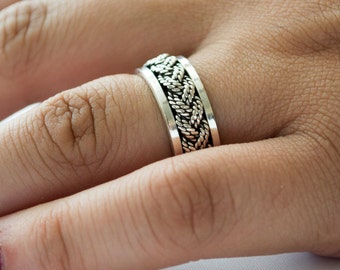 Sterling Silver Ring for Women or Men, Sterling Silver Ring Band, Unisex Silver Ring, Spinner Ring, Mens Spinner Ring, Fidget Ring