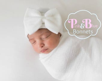 Baby Girl Newborn Hat with bow Newborn Baby Girl Hat baby hat hospital baby hat white hat white newborn hat with bow newborn baby girl hat