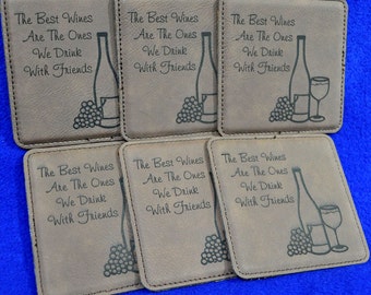 3rd Anniversary Gift ~ Anniversary Gift For Friends ~ Engraved Coasters ~ Leather Coasters ~ Wine Lover Gift ~ Third Anniversary ~ Christmas