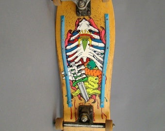 Vintage Skateboard; Mark Lake; Guts; Bridgebolt; Lake Skateboard; Neon; 80's; Gullwing; Shadow; Bones; Ribcage; SK8; Game Room; Man Cave