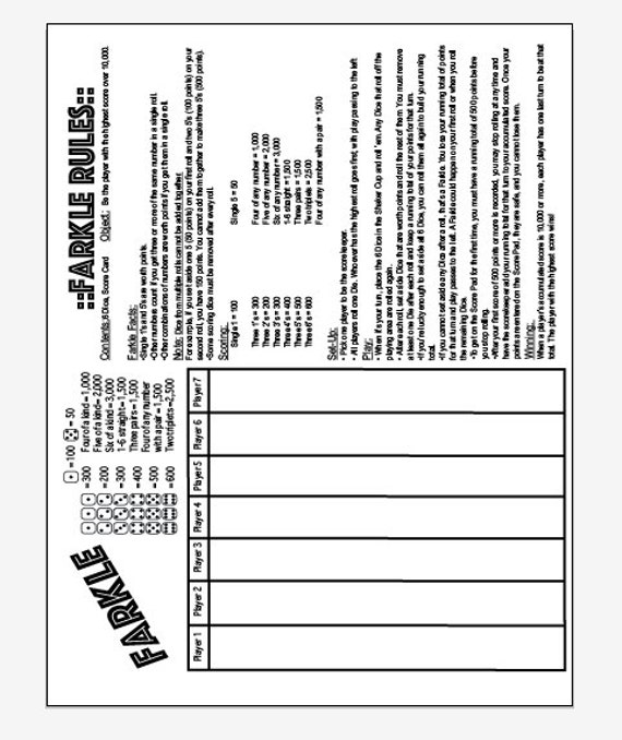 PDF 8.5x11 farkle and farkle rules one page