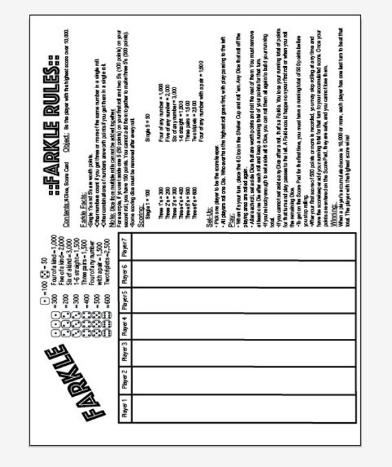 pdf 85x11 farkle and farkle rules one page