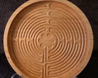 Chartres Labyrinth, Sand Labyrinth, Zen Labyrinth, finger labyrinth, 8.5 inch Cherry wood, handmade