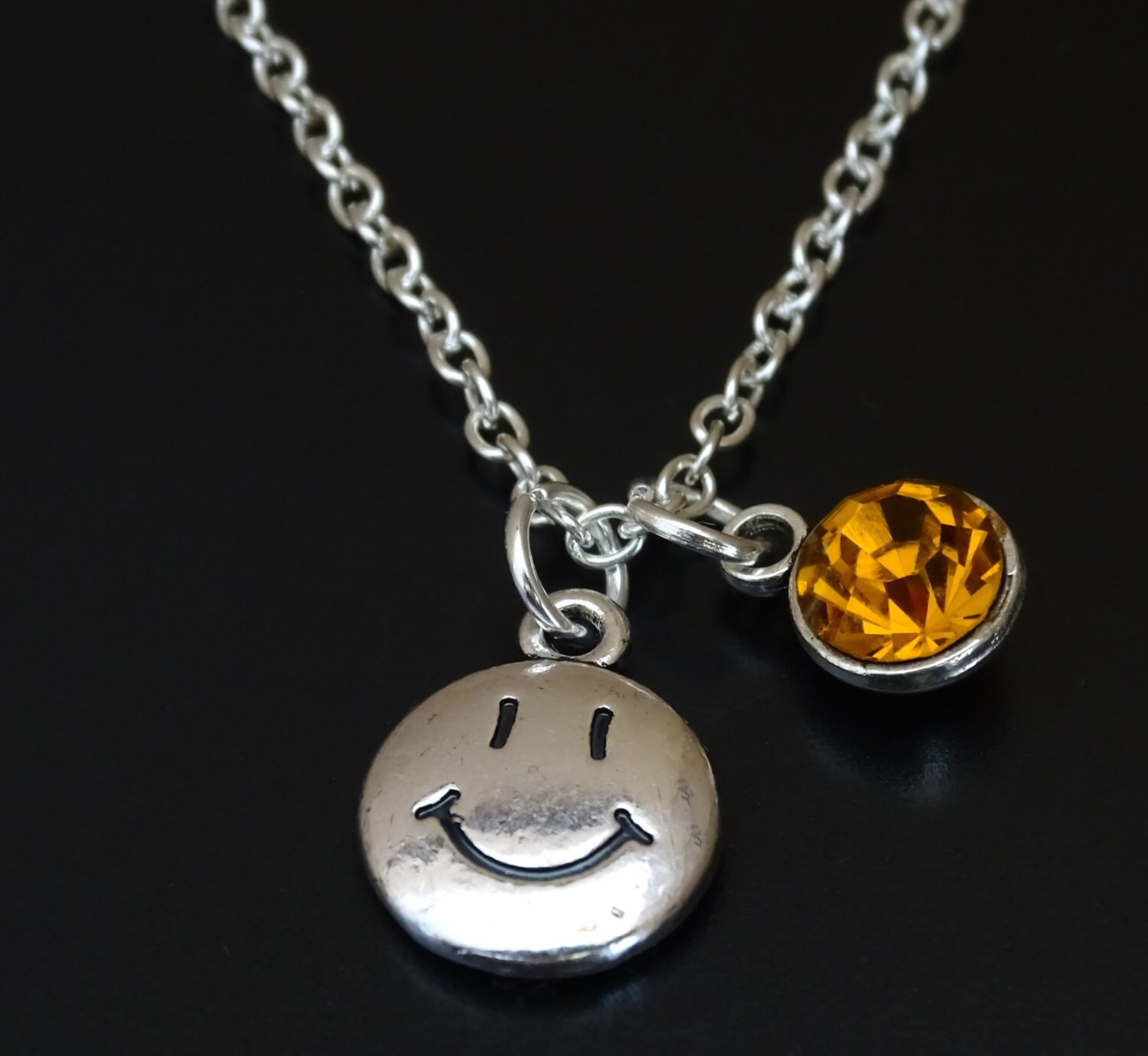 Smiley Face Necklace Smiley Face Charm Smiley Face Pendant