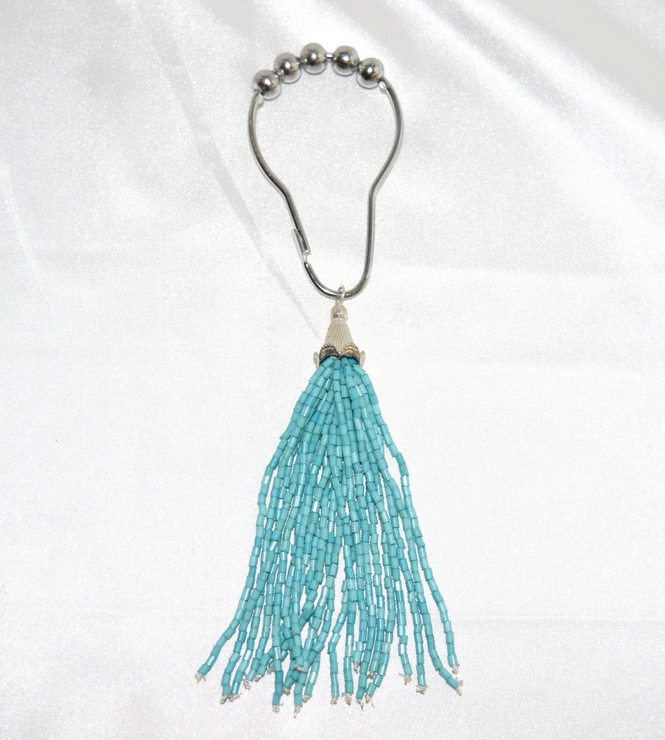 Shower Curtain Hooks Boho Turquoise Bead Tassels by ...