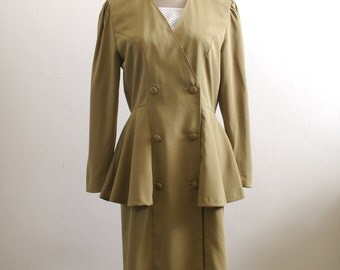 Two dollars dress Clearance SALE - Vintage olive green secretary dress
