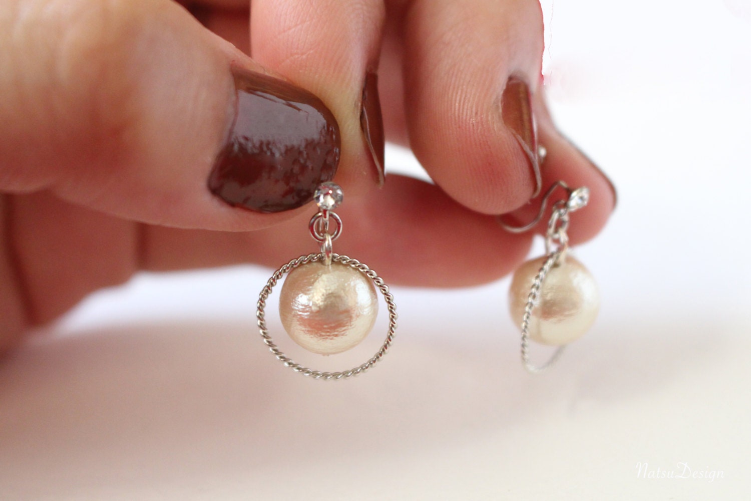 Pearl invisible clip on earrings silver clip on earrings