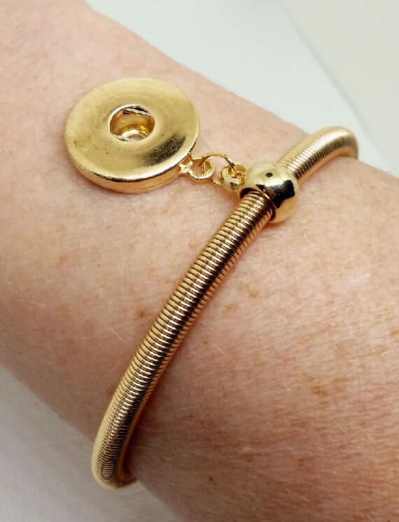 Snap Button Bracelet Charm Bracelet Stretch Bracelet Gold