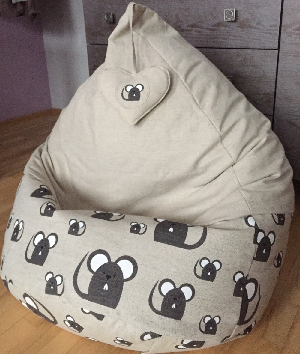 Natural Linen kids bean bag chair Eco friendly bean bag