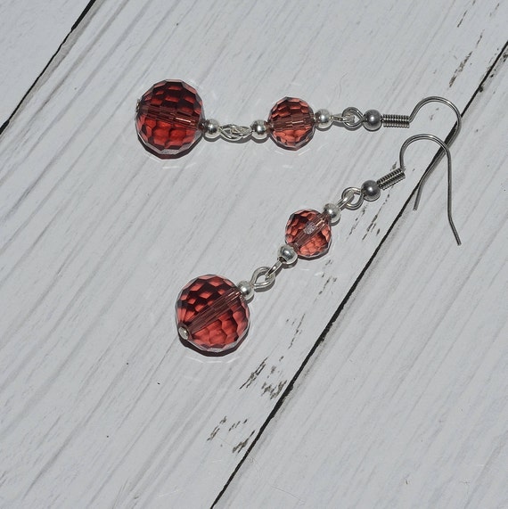 Unique dangle drop earrings Valentines gift Crystal