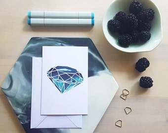 Gem Greeting Card - Aquamarine Blue - March Birthstone